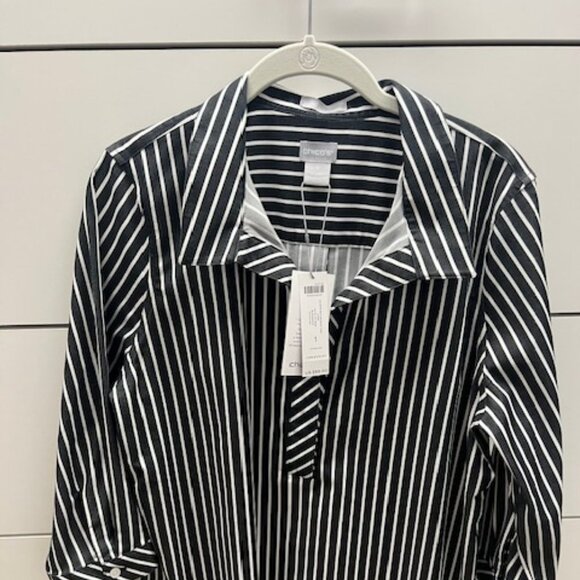 NWT Black & White Striped Blouse - Picture 3 of 4